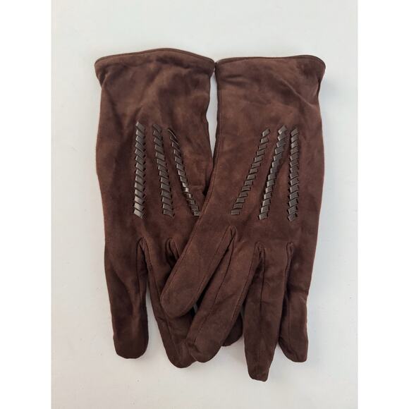 Luxury Italian Brown Suede leather Gloves – Cashmere Lined, Size 7.5 - Picture 3 of 8